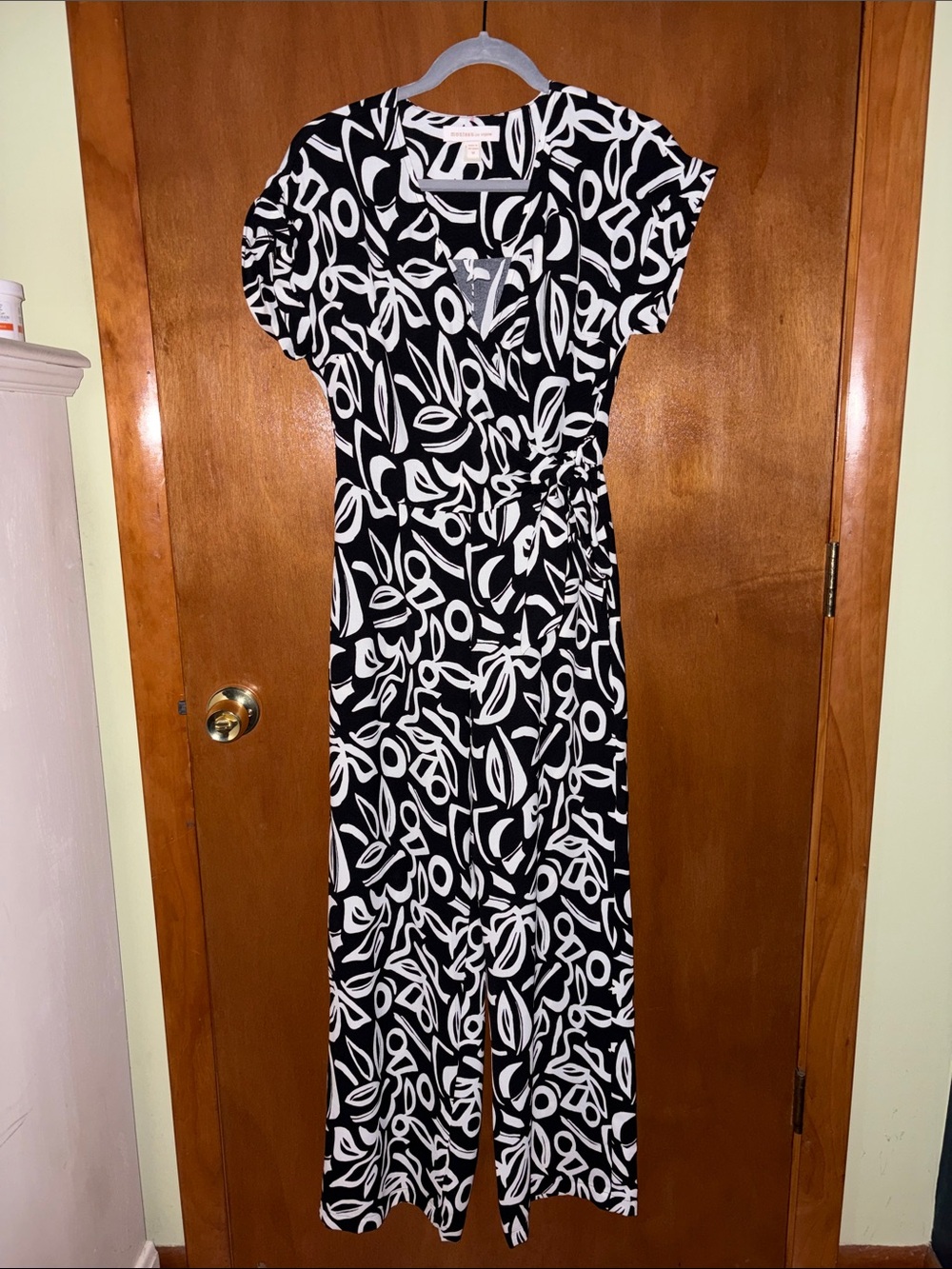 Monteau Black and White Printed Maxi Wrap Dress
